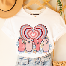 Load image into Gallery viewer, Women's Retro Valentine's Day T-Shirt in White, Pink, or Peach Bella Canvas Unisex Valentine's Gift Cute Vintage Valentine Love T-shirt
