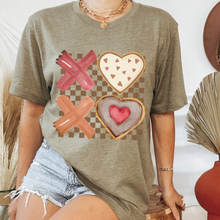 Load image into Gallery viewer, Valentine's Day XOXO Women's Heavy Blend™ Crewneck Sweatshirt Pastel Valentine Cookies on a Green Pullover or T-Shirt Watercolor Cookies