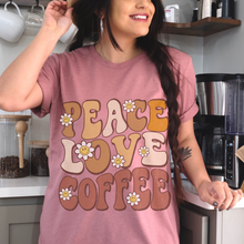Load image into Gallery viewer, Peace Love Coffee Bella Canvas Unisex Jersey Short Sleeve Tee Trendy Vintage Inspired Design T-Shirt Gift for Coffee Lover