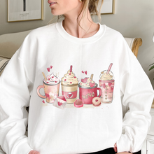 Load image into Gallery viewer, Valentine's Day Unisex-Size Winter Crewneck Sweatshirt Winter Pullover Winter Hand Drawn Winter Coffees and Lattes