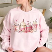 Load image into Gallery viewer, Valentine's Day Unisex-Size Winter Crewneck Sweatshirt Winter Pullover Winter Hand Drawn Winter Coffees and Lattes
