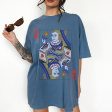 Load image into Gallery viewer, Queen of Hearts Comfort Colors® T-Shirt, T-Shirt Dress Shirt, Graphic Tee, Oversized print, BOHO, Queen Playing Card