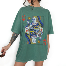 Load image into Gallery viewer, Queen of Hearts Comfort Colors® T-Shirt, T-Shirt Dress Shirt, Graphic Tee, Oversized print, BOHO, Queen Playing Card
