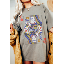 Load image into Gallery viewer, Queen of Hearts Comfort Colors® T-Shirt, T-Shirt Dress Shirt, Graphic Tee, Oversized print, BOHO, Queen Playing Card