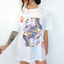 Load image into Gallery viewer, Queen of Hearts Comfort Colors® T-Shirt, T-Shirt Dress Shirt, Graphic Tee, Oversized print, BOHO, Queen Playing Card