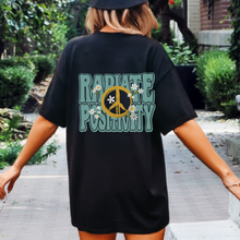 Load image into Gallery viewer, Radiate Positivity Unisex Comfort Colors® T-shirt, Women's Distressed, Retro, Positive Energy, Kindness T-Shirt, Black or Pepper with Black Design