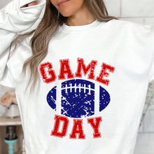Load image into Gallery viewer, Game Day Unisex Women's or Men's White Hooded Distressed Football Design Sweatshirt or Hoodie