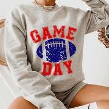 Load image into Gallery viewer, Game Day Unisex Women's or Men's White Hooded Distressed Football Design Sweatshirt or Hoodie