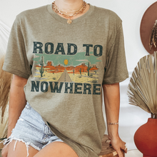 Load image into Gallery viewer, Road To Nowhere Bella Canvas® Unisex Jersey Short Sleeve Tee in Natural, White, Dark Heather or Heather Olive Desert Cactus T-Shirt