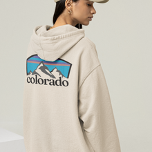 Load image into Gallery viewer, Women's Colorado Cozy Hooded Sweatshirt in White, Grey or Sand, Adventure, Ski, Skiing, Hiking Camping Hoodie Colorado Mountains Sweatshirt