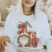 Load image into Gallery viewer, Christmas Crewneck Sweatshirt Women's Christmas Gnome White Ash Grey or Sand Cozy Gildan Christmas Pullover