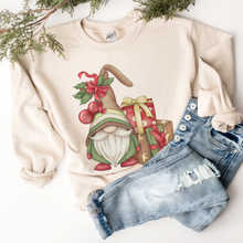 Load image into Gallery viewer, Christmas Crewneck Sweatshirt Women's Christmas Gnome White Ash Grey or Sand Cozy Gildan Christmas Pullover