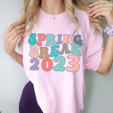 Load image into Gallery viewer, Always Free Shipping! Trendy Comfort Colors® Retro Spring Break 2023 T-shirt, Spring or Summer Blue, White, Green or Blossom T-Shirt