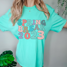 Load image into Gallery viewer, Always Free Shipping! Trendy Comfort Colors® Retro Spring Break 2023 T-shirt, Spring or Summer Blue, White, Green or Blossom T-Shirt