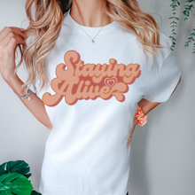 Load image into Gallery viewer, Staying Alive Seventies Tee, 70's Comfort Colors® T-shirt, Spring1970's Retro Design T-Shirt in Six Colors, Trendy Summer Seventies Tee