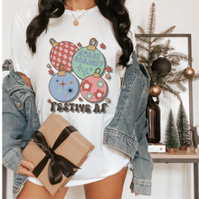 Load image into Gallery viewer, Christmas T-Shirt Women's Funny Festive AF Garment-Dyed Comfort Colors® Pretty Colors Retro Christmas Ornaments Design Trendy T-Shirt