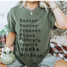 Load image into Gallery viewer, Comfort Colors® Christmas T-shirt in Mustard, Crimson, Sage and White Christmas Funny Rudolph Soft Relaxed Fit Tee