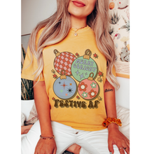 Load image into Gallery viewer, Christmas T-Shirt Women's Funny Festive AF Garment-Dyed Comfort Colors® Pretty Colors Retro Christmas Ornaments Design Trendy T-Shirt