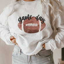 Load image into Gallery viewer, Game Day Crewneck Sweatshirt Women's Watercolor Football Warm Cozy Gildan® White, Ash, or Sand Football Pullover