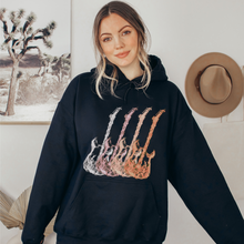 Load image into Gallery viewer, Metal Guitars Unisex Heavy Blend™ Hooded Sweatshirt Front or Back Design Colorful Rose Gold, Silver, Gold Guitars Hoodie Trendy Music Hoodie