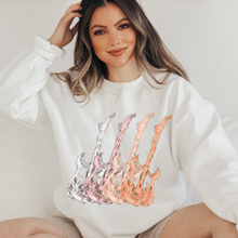 Load image into Gallery viewer, Metal Guitars Unisex Heavy Blend™ Crewneck Sweatshirt Front or Back Design Colorful Rose Gold, Silver, Gold Guitars, Trendy Music Shirt