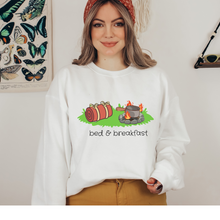 Load image into Gallery viewer, Women's Bed and Breakfast Cozy Hooded or Crewneck Sweatshirt Adventure, Hiking, Camping Hoodie Funny Cute Sweatshirt