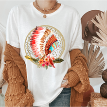Load image into Gallery viewer, Native American Headdress Women's Crewneck Sweatshirt, Hoodie, or T-Shirt, Beautiful Bright Colored Watercolor Hand-Drawn Headdress