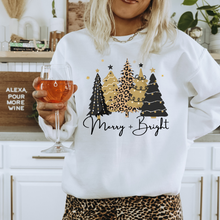 Load image into Gallery viewer, Christmas Shirt, Christmas Sweatshirt, Women's Merry and Bright, Cute Christmas shirt, Unisex Merry and Bright sweatshirt, Christmas trees