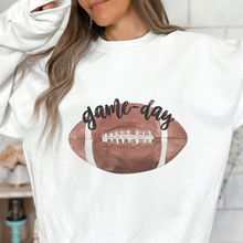 Load image into Gallery viewer, Game Day Crewneck Sweatshirt Women's Watercolor Football Warm Cozy Gildan® White, Ash, or Sand Football Pullover