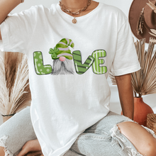 Load image into Gallery viewer, Women's St. Patrick's Day Gnome Unisex-Size Green Love White Crewneck Sweatshirt T-Shirt Cute Gnome Lover Pullover or Tee