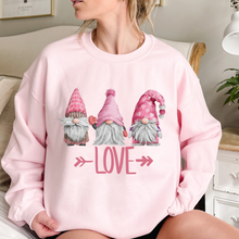 Load image into Gallery viewer, Valentine's Gnome shirt Valentine's Day Gnomes white or pink shirt unisex cozy Valentine's Unisex Sweatshirt Cute Gnomes Love Sweatshirt