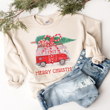 Load image into Gallery viewer, Christmas Vintage Van Crewneck Sweatshirt Women's Christmas Pullover Christmas Retro Van Crewneck Warm Cozy Gildan Pullover
