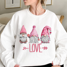 Load image into Gallery viewer, Valentine's Gnome shirt Valentine's Day Gnomes white or pink shirt unisex cozy Valentine's Unisex Sweatshirt Cute Gnomes Love Sweatshirt