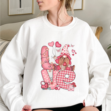 Load image into Gallery viewer, Valentine's Day Unisex-Size Winter Crewneck Sweatshirt Winter Pullover Winter Hand Drawn Winter Gnome Love Pink or White Sweatshirt