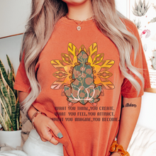 Load image into Gallery viewer, Buddha Lotus Tee, Trendy Comfort Colors® T-shirt, Spring Yoga Meditation T-Shirt in Six Colors, Trendy Summer Tee