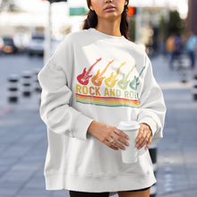 Load image into Gallery viewer, Rock and Roll Vintage Guitars Design Gildan Unisex Heavy Blend™ Crewneck Sweatshirt Front or Back Design in Black or White