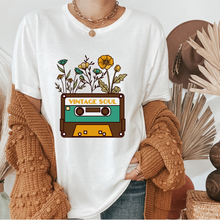 Load image into Gallery viewer, Women's Vintage Soul Eighties Cassette Tape T Shirt or Crewneck Sweatshirt Women's Unisex Cassette Tape Vintage Flowers Tee Gift for Her