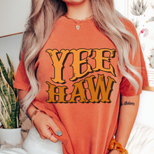 Load image into Gallery viewer, Yee Haw Tee, Trendy Comfort Colors® T-shirt, Spring or Summer Western Cowboy Design T-Shirt Gift in Six Colors, Fun, Trendy T-Shirt