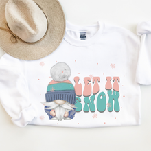 Load image into Gallery viewer, Let It Snow Gnome Retro Crewneck Women's Sweatshirt Soft, Cozy Crewneck Pullover in Ash or White Vintage Design