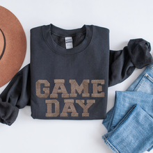 Load image into Gallery viewer, Women's Game Day Heavy Blend™ Crewneck Sweatshirt Faux Embroidery Ink Graphic Game Day Design Cozy Navy, Black, Ash or Sand Pullover