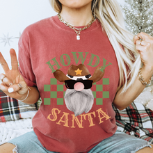 Load image into Gallery viewer, Howdy Santa Christmas T-Shirt Women's Funny Garment-Dyed Comfort Colors® Pretty Colors Retro Design Trendy T-Shirt