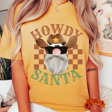Load image into Gallery viewer, Howdy Santa Christmas T-Shirt Women's Funny Garment-Dyed Comfort Colors® Pretty Colors Retro Design Trendy T-Shirt