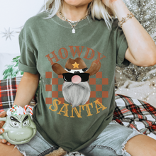 Load image into Gallery viewer, Howdy Santa Christmas T-Shirt Women's Funny Garment-Dyed Comfort Colors® Pretty Colors Retro Design Trendy T-Shirt