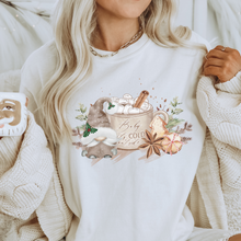 Load image into Gallery viewer, Baby It's Cold Outside Women's Christmas Hooded Sweatshirt Cute Gnome with Hot Coca White Hoodie Watercolor Hand Drawn Design