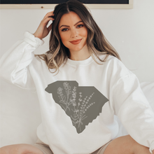 Load image into Gallery viewer, South Carolina Wildflowers Crewneck Sweatshirt Women's pullover Unisex Flowers Shirt Pullover White, Sand or Ash