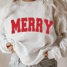Load image into Gallery viewer, Women's Christmas Merry Unisex-Size Crewneck Sweatshirt Winter in Ash, Sand, White or Navy