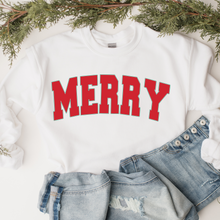 Load image into Gallery viewer, Women's Christmas Merry Unisex-Size Crewneck Sweatshirt Winter in Ash, Sand, White or Navy