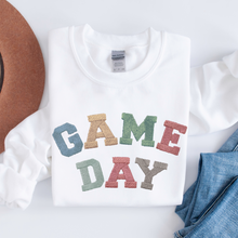Load image into Gallery viewer, Game Day Football Crewneck Sweatshirt Unisex Football Faux Embroidered Letters Pullover Fall Women's Football Trendy Cozy Gildan Sweatshirt