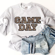 Load image into Gallery viewer, Game Day Shirt Game Day Sweatshirt Unisex Sweatshirt Women's long sleeve Sweatshirt, Football White or Ash Game Day leopard Print Shirt