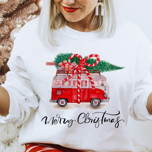 Load image into Gallery viewer, Christmas Vintage Van Crewneck Sweatshirt Women's Christmas Pullover Christmas Retro Van Crewneck Warm Cozy Gildan Pullover